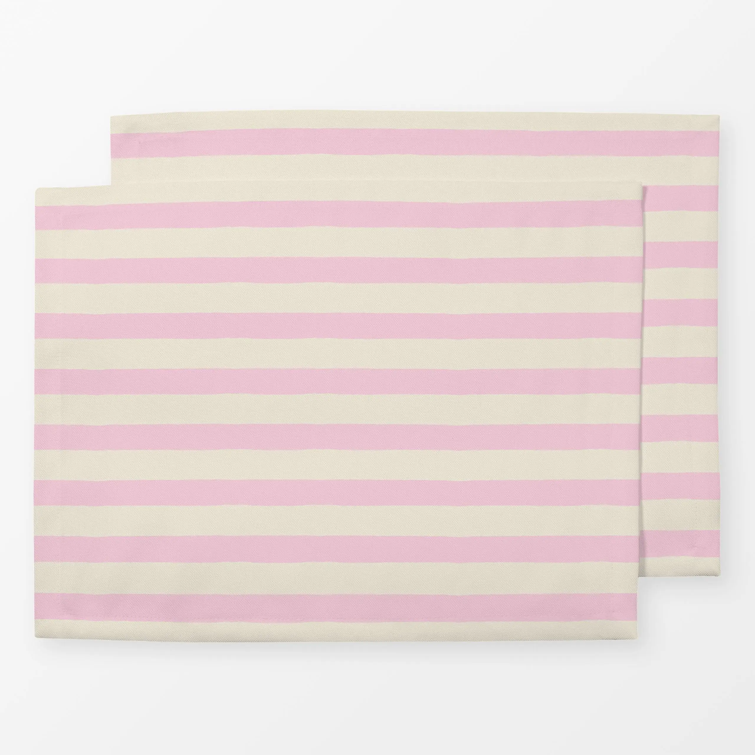 Tischset Querstreifen creme rosa, gemustert, fürs Kinderzimmer, Sommer, von Katrin Graff