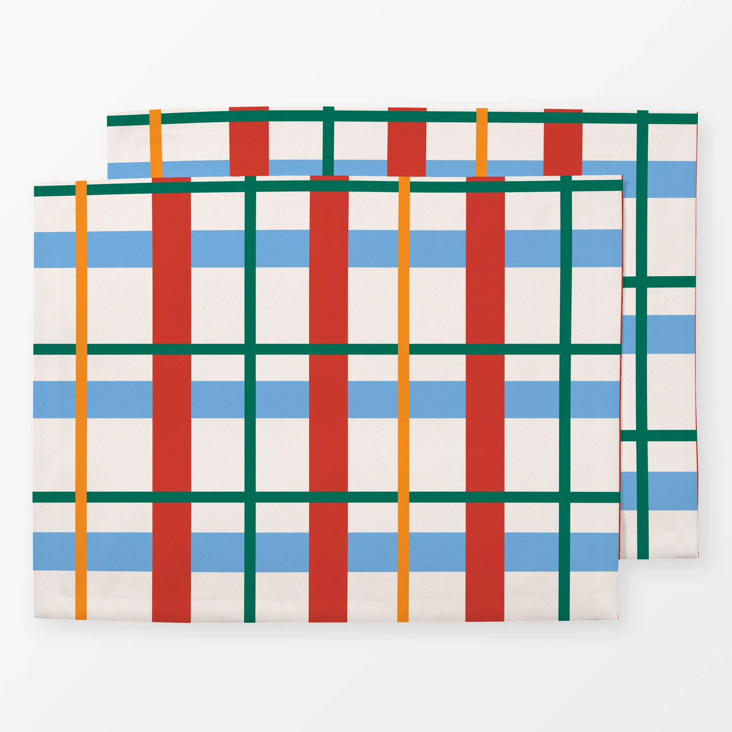 Tischset Christmas Plaid - Weihnachten, Symbole & Muster - von „Jana Driver"; Orange, beige, blau, Karo, rot, bunt, kariert,...