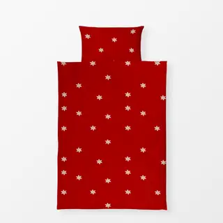 Bettwäsche Weihnachtsrot Sterne Beige
