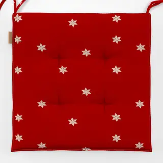 Sitzkissen Weihnachtsrot Sterne Beige