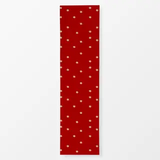 Tischläufer Weihnachtsrot Sterne Beige