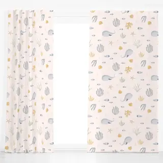 Dekovorhang Meerestiere Aquarellmuster