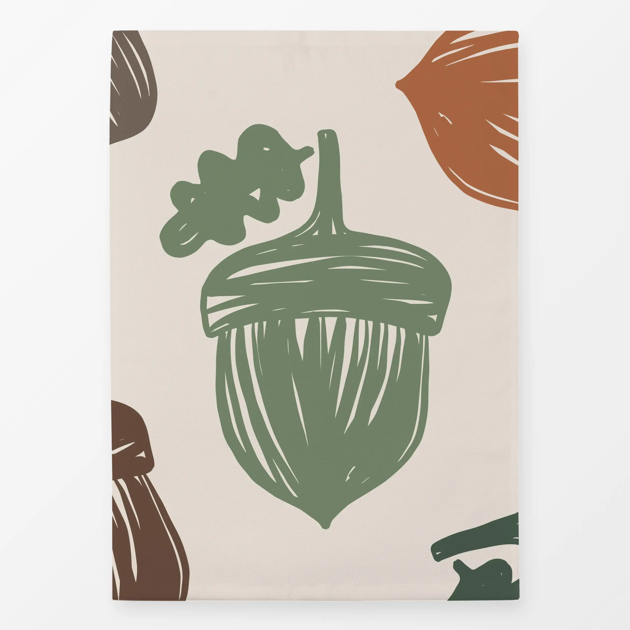 Geschirrtücher Oak Allover green - Herbst - von „Kruth Design"; Wald, Herbstdeko, Eicheln, herbstlich, kruthdesign, Sofakiss...