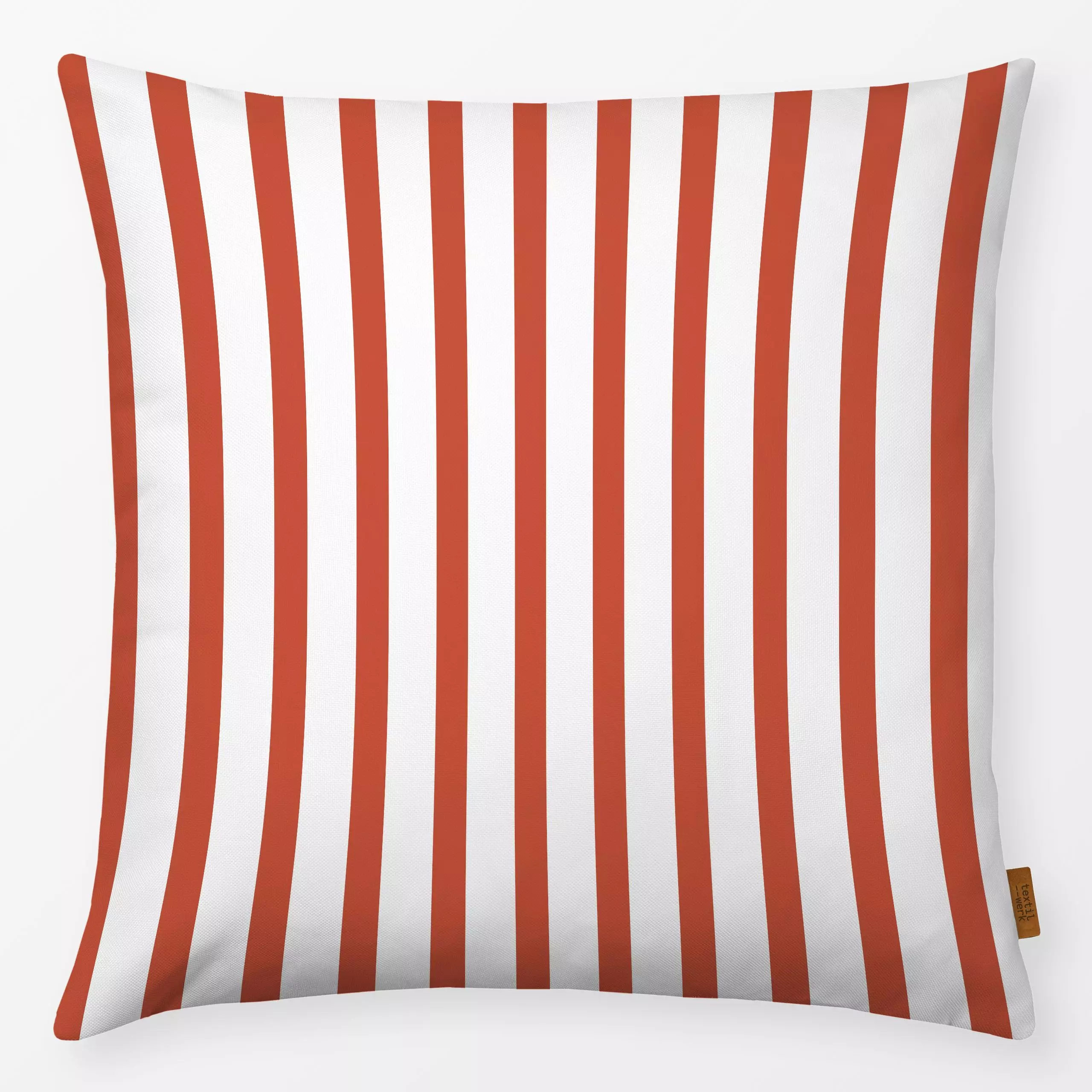 Kissen Blockstreifen Rot Orange Weiss - Sommer, Symbole & Muster - von „Mareen Heinz"; Streifen, Strand, Sommer, rot, zeitlo...