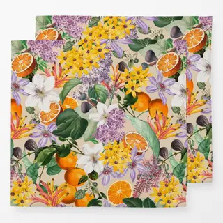 Servietten Orangen im Blütenmeer beige