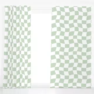 Dekovorhang Wavy Checkerboard Green