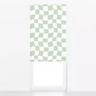 Raffrollo Wavy Checkerboard Green