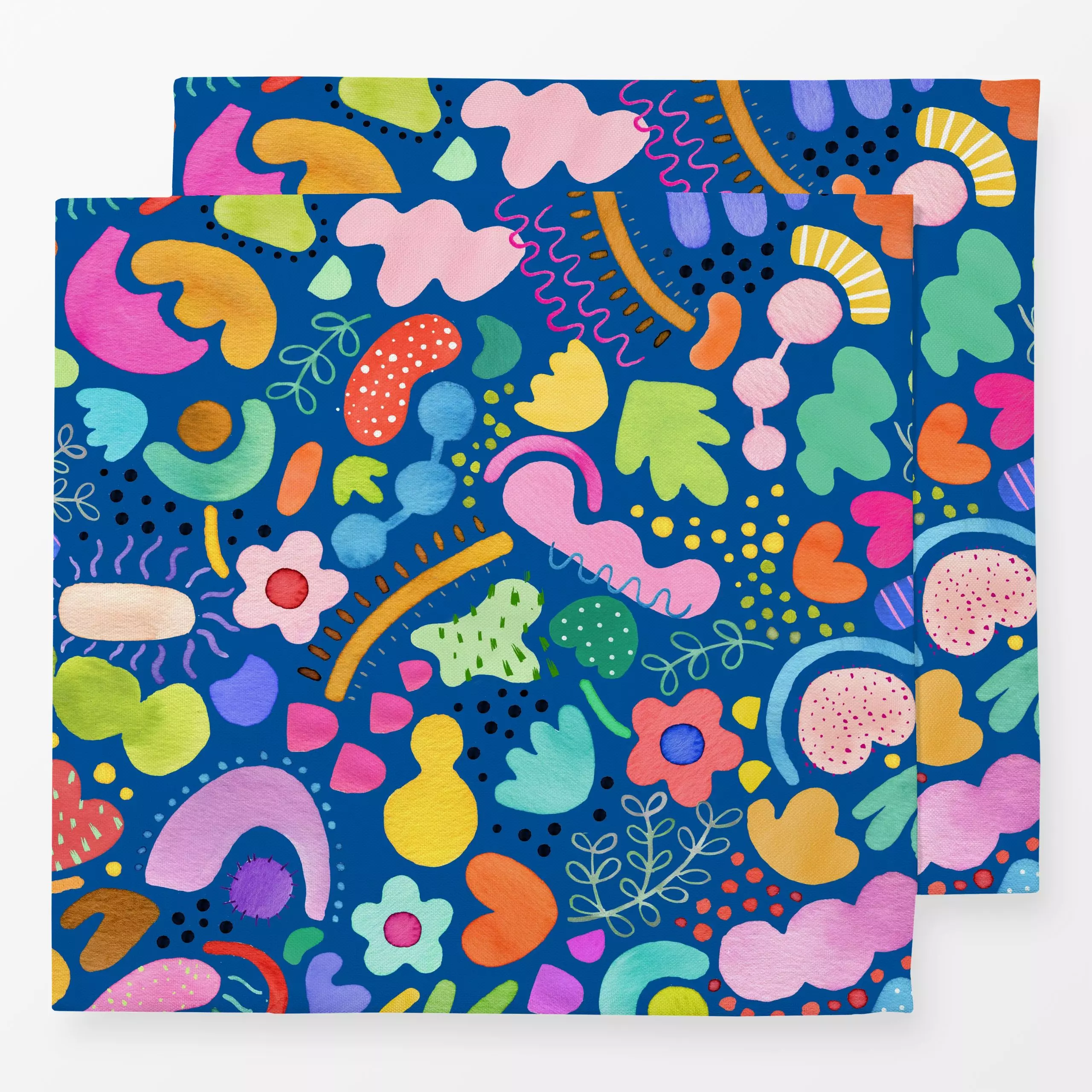 Servietten Cobalt Graphic Bold Shapes - Frühling, Symbole & Muster - von „Ninola Design "; Retro, formen, Shapes, blau, bunt...