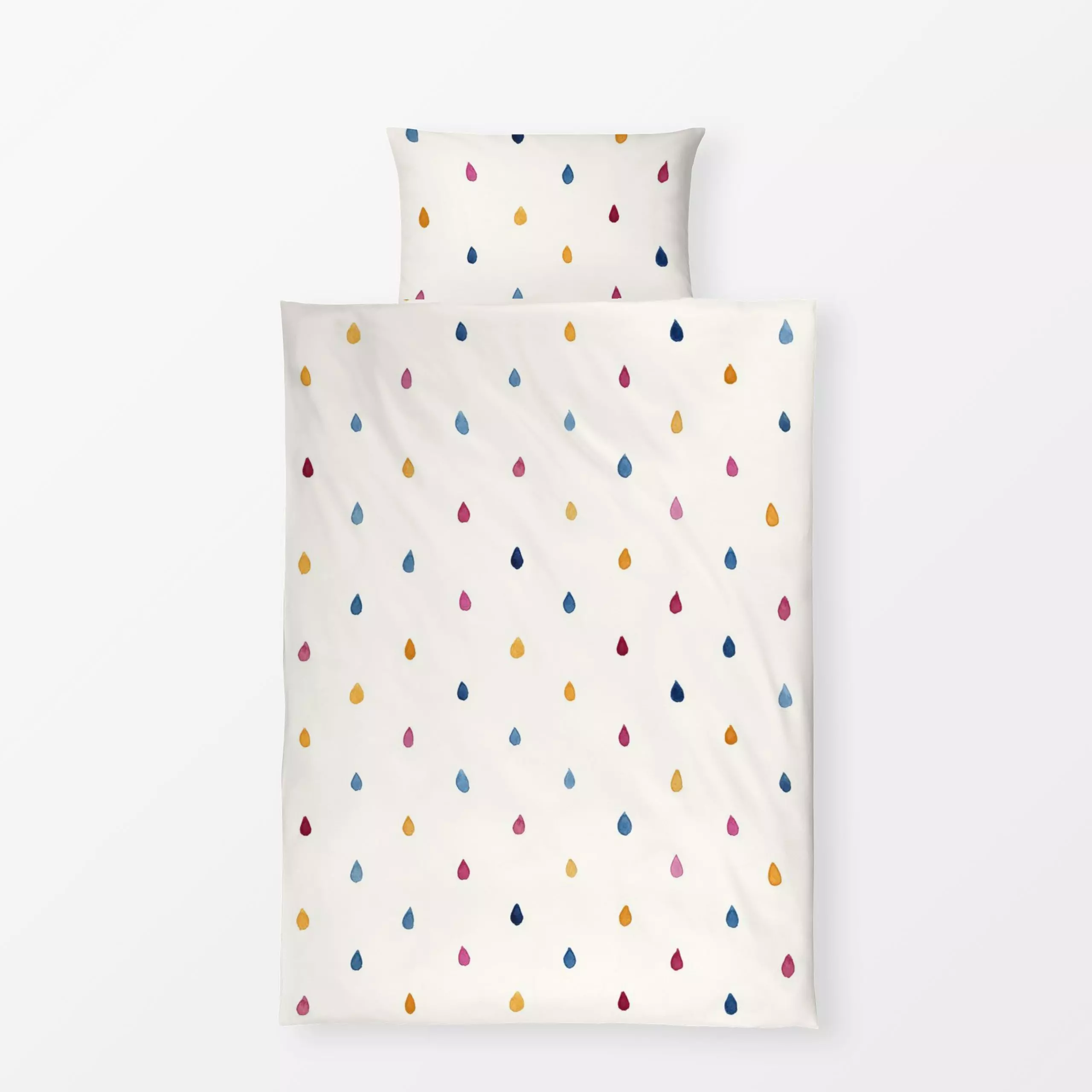 Bettwäsche Rain Dots - Symbole & Muster - von „Studio Salz"; Kinderzimmer, regentropfen, bunt, farbenfroh, Kindermotiv, stud...