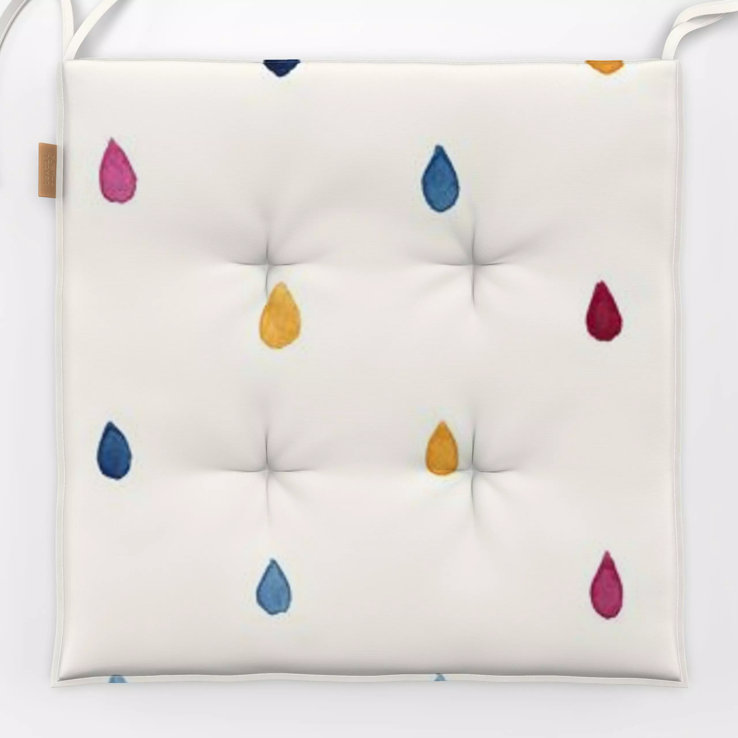 Sitzkissen Rain Dots - Symbole & Muster - von „Studio Salz"; Kinderzimmer, regentropfen, bunt, farbenfroh, Kindermotiv, stud...