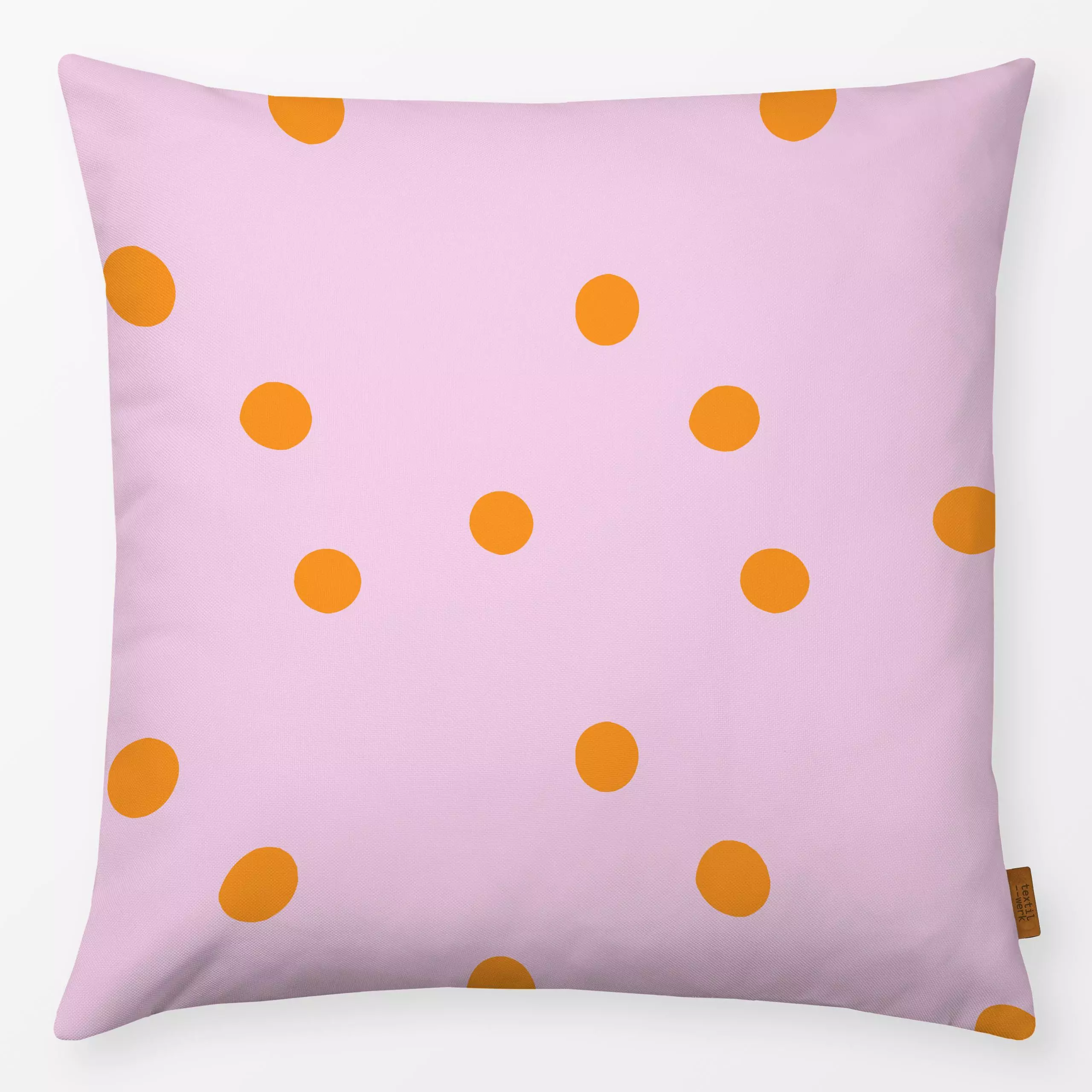 Kissen Glücklich in rose - Symbole & Muster - von „Julia Reyelt"; Punkte, Minimalismus, Dots, gepunktet, Happy, mininal, fro...