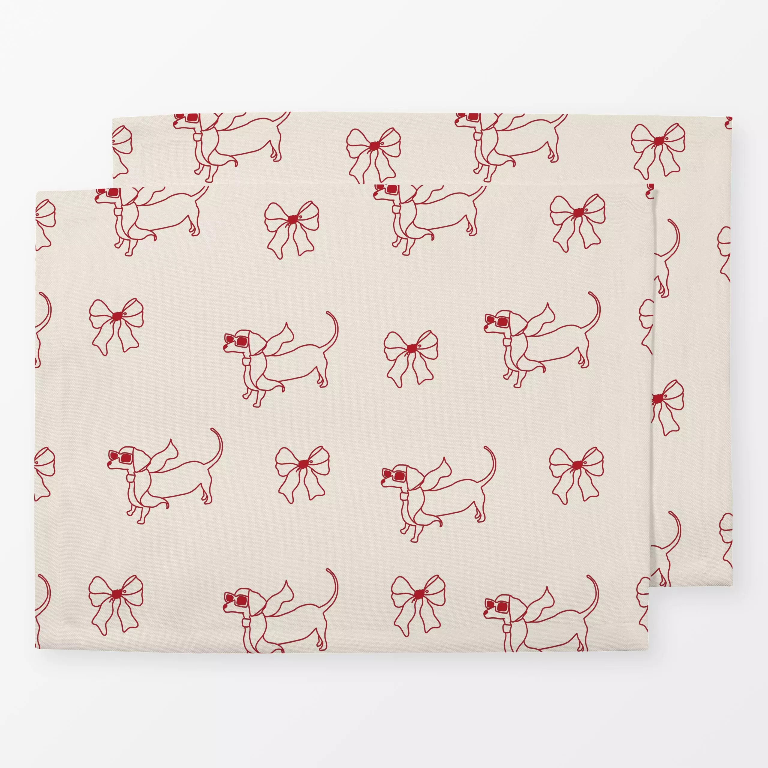 Tischset Dackel & Schleifen Beige, Tiere, von textilwerk