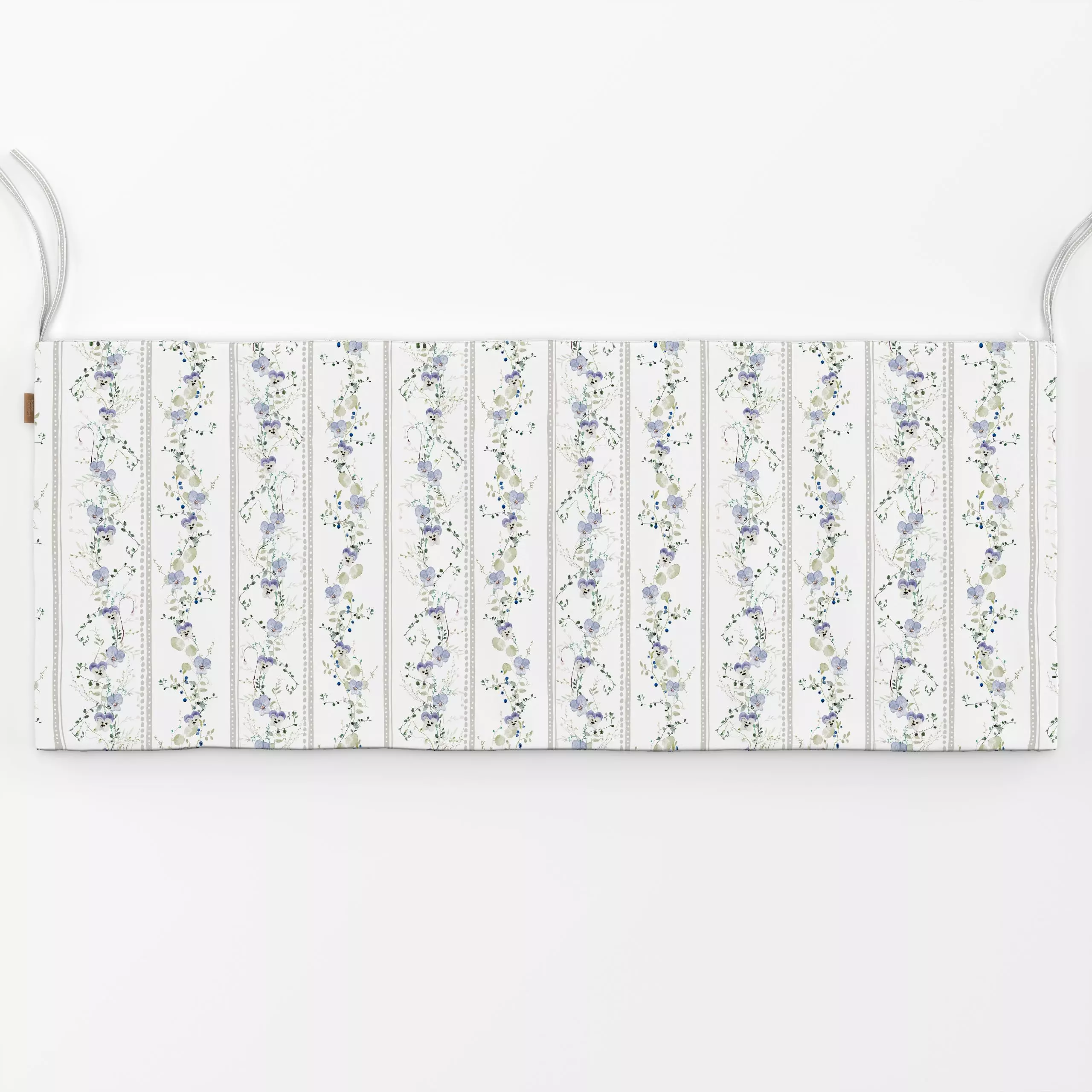 Bankauflage Ranken Blüten Streifen Grau - Blumen & Florales, Sommer, Symbole & Muster - von „Uta Naumann"; Streifen, skandin...