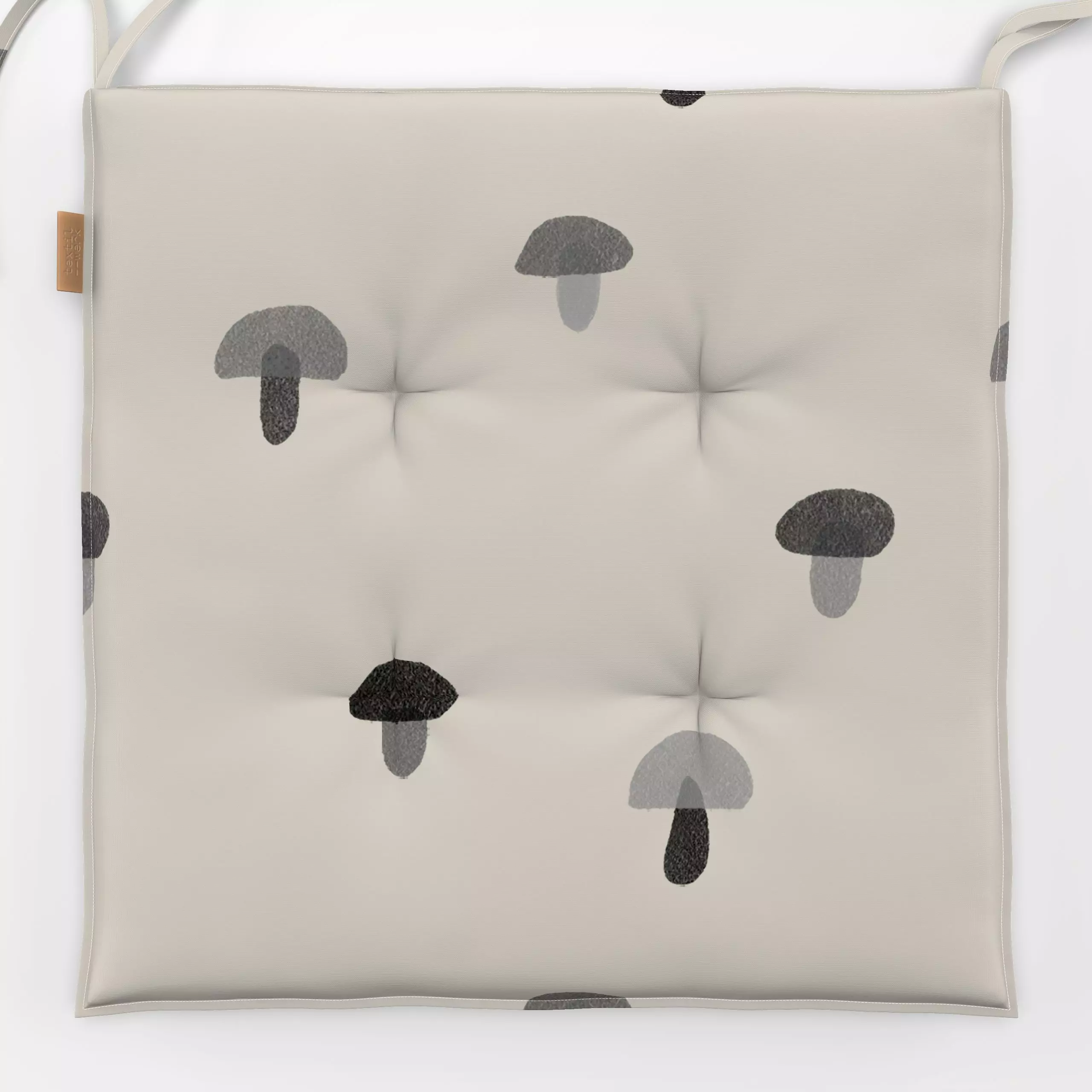 Sitzkissen Pilze grau beige - Herbst, Pflanzen & Botanik - von „Jana Driver"; grau, beige, pilze, Fliegenpilz, pilz