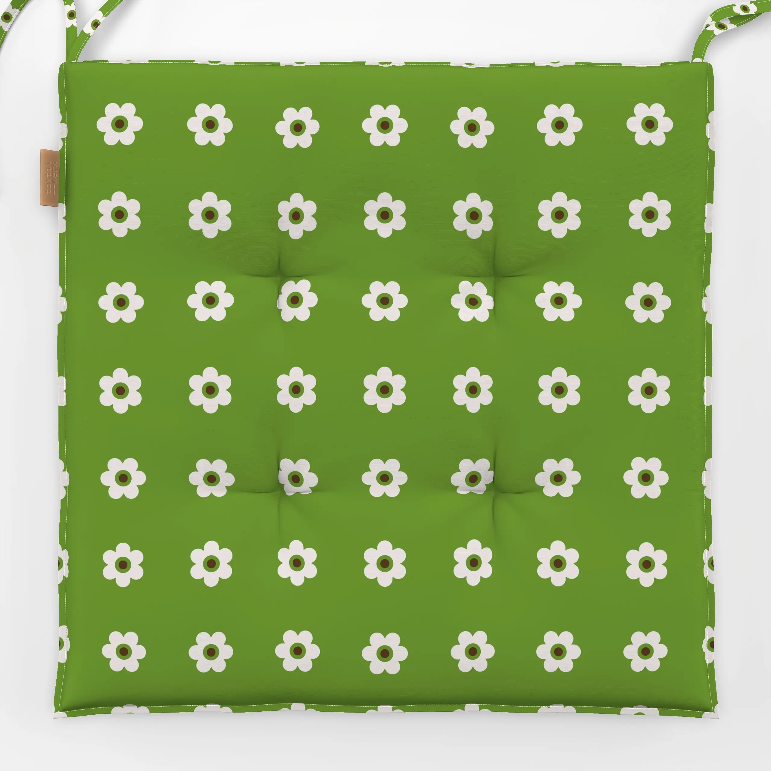 Sitzkissen Blümchen Beige Grün - Blumen & Florales, Frühling, Symbole & Muster - von „Kathrin Woo"; minimal, Blumen, Geometr...