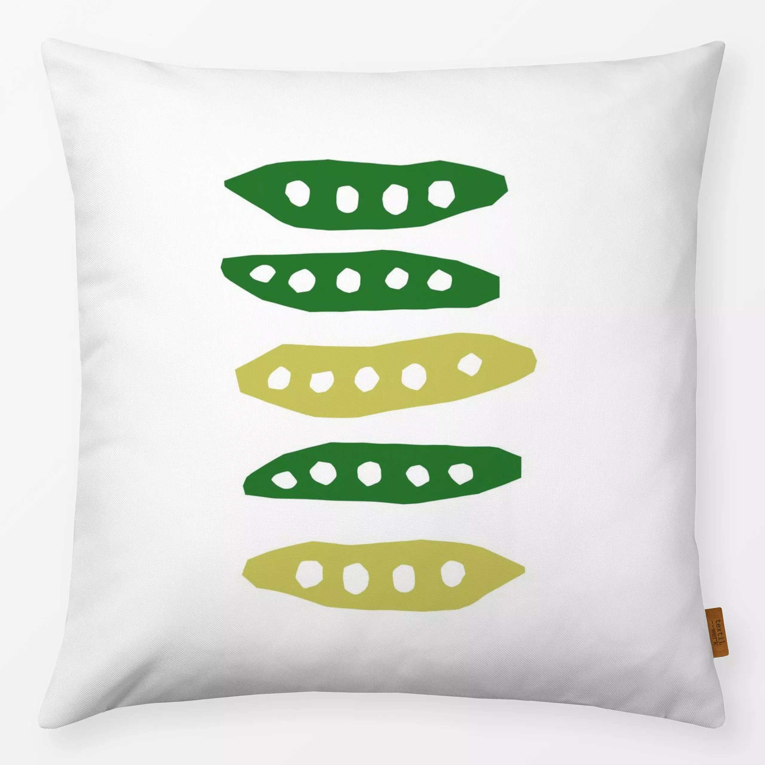 Kissen Green Peas - Küche, Essen & Trinken - von „Lisa Jasmin Bauer"; gruen, cutouts, papercut, Gemuese, paperart