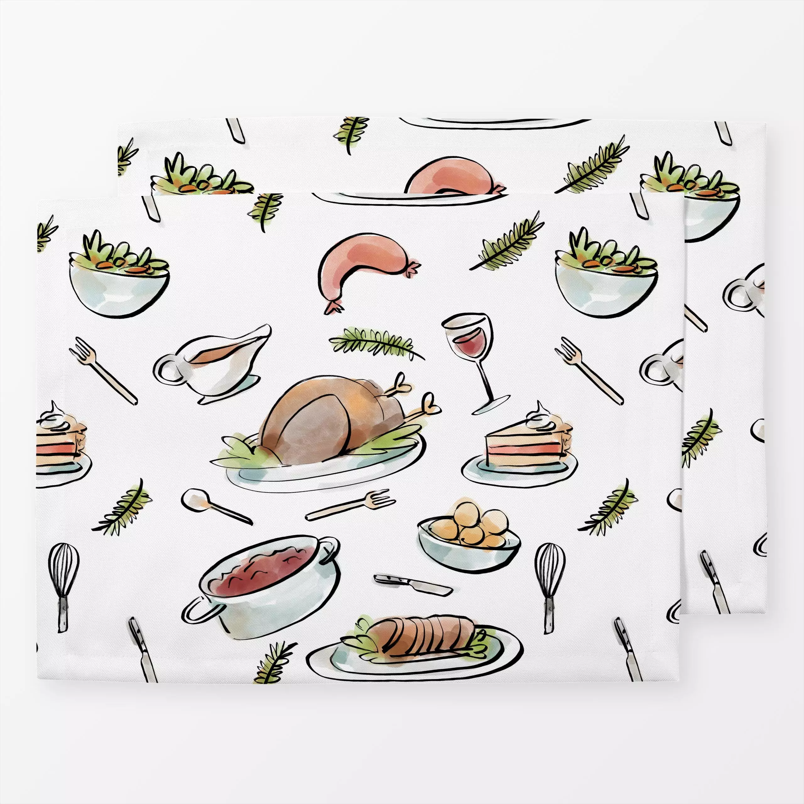 Tischset Festmahl - Weihnachten, Küche, Essen & Trinken - von „Lena Lackmann"; Wein, Weihnachten, Essen, festlich, festive, ...