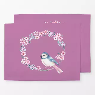 Tischset Blumenkranz Vogel pink