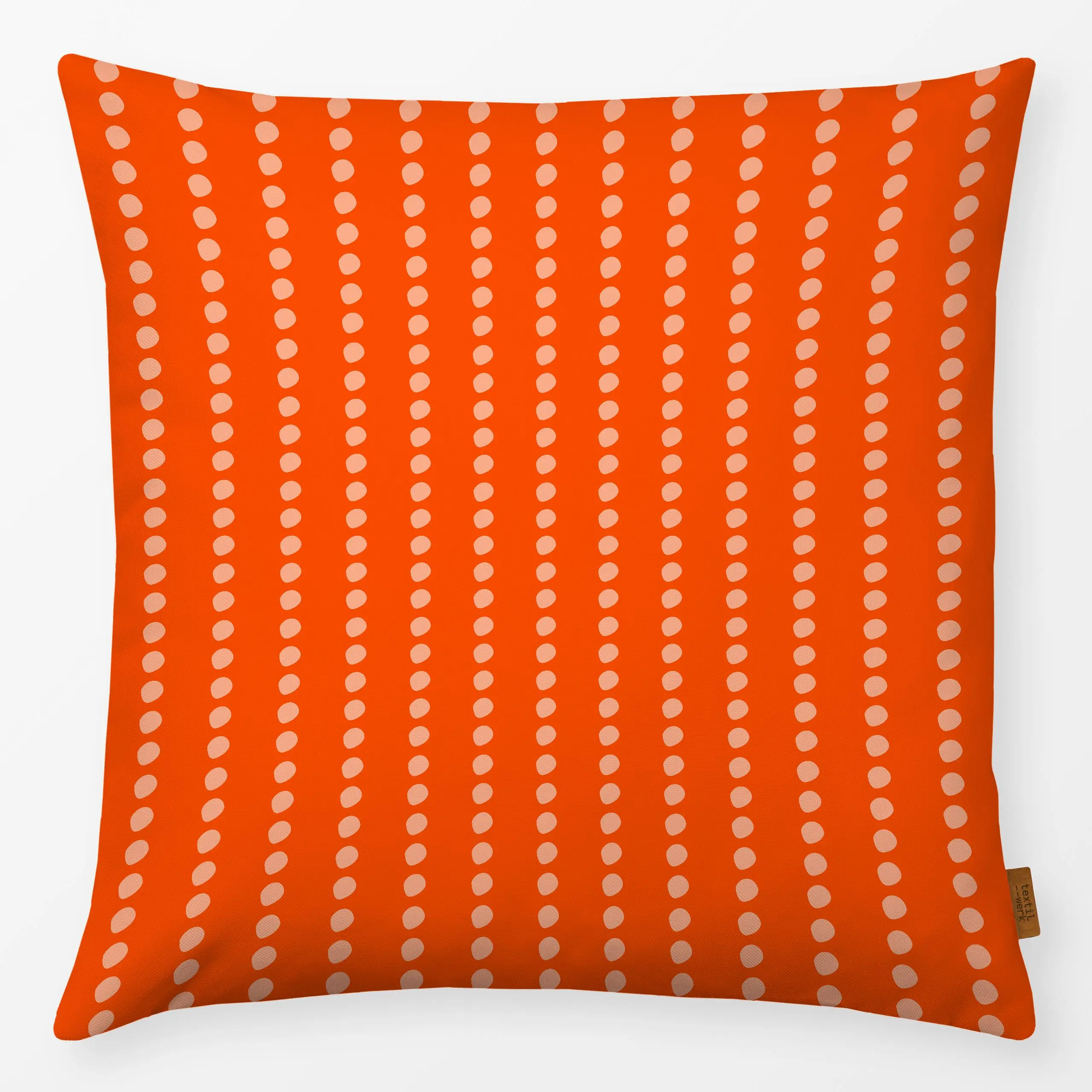 Kissen Coastal summer punkte rot - Sommer, Symbole & Muster - von „Carolin Vonhoff"; Linien, Punkte, Orange, Sommer, rot, ma...