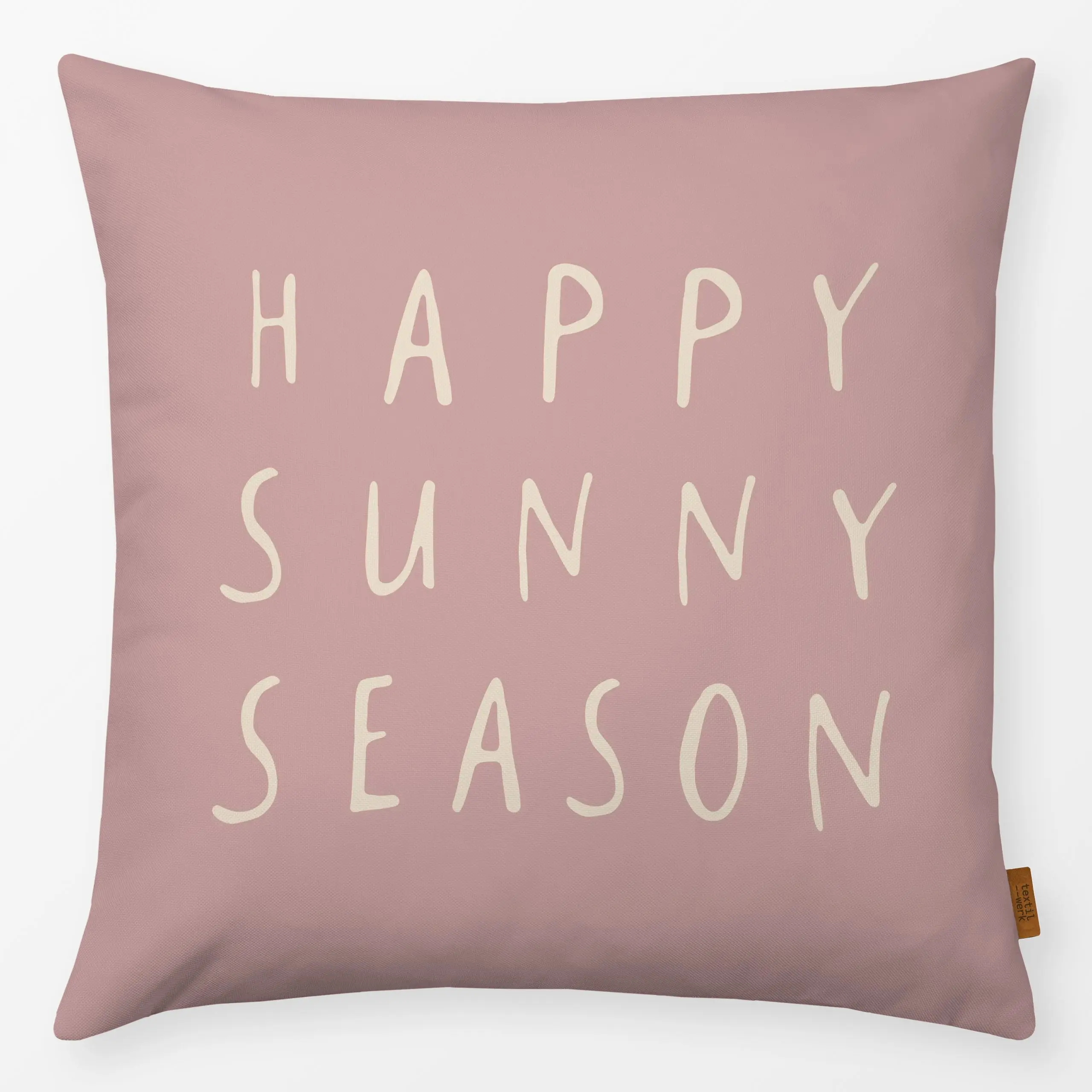 Kissen Happy Sunny Season rosa - Frühling, Sprüche & Schriftzüge, Ostern - von „Studio Kesse"
