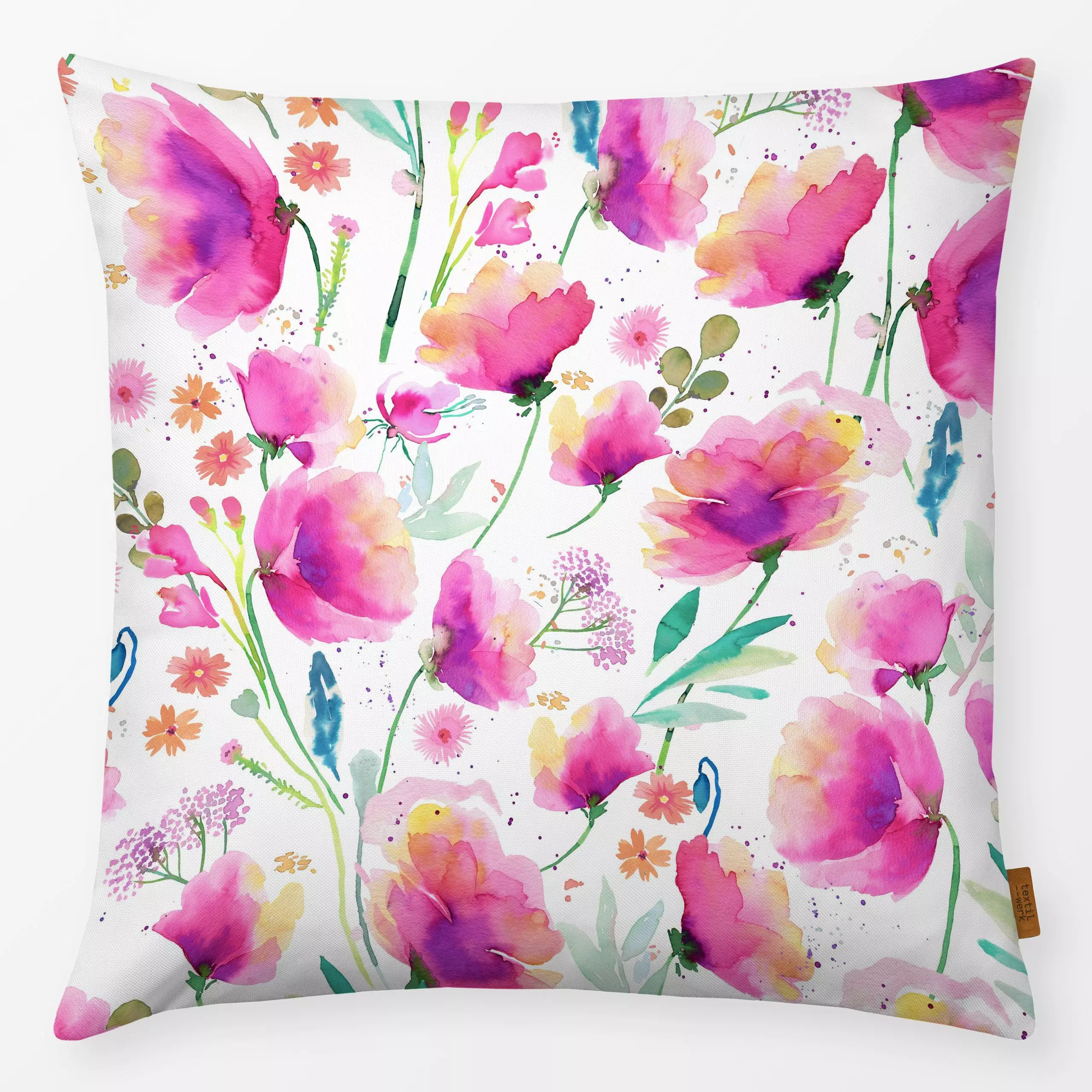 Kissen Abstract Spring Poppies Pink - Blumen & Florales, Natur & Landschaft, Pflanzen & Botanik - von „Ninola Design "; Aqua...