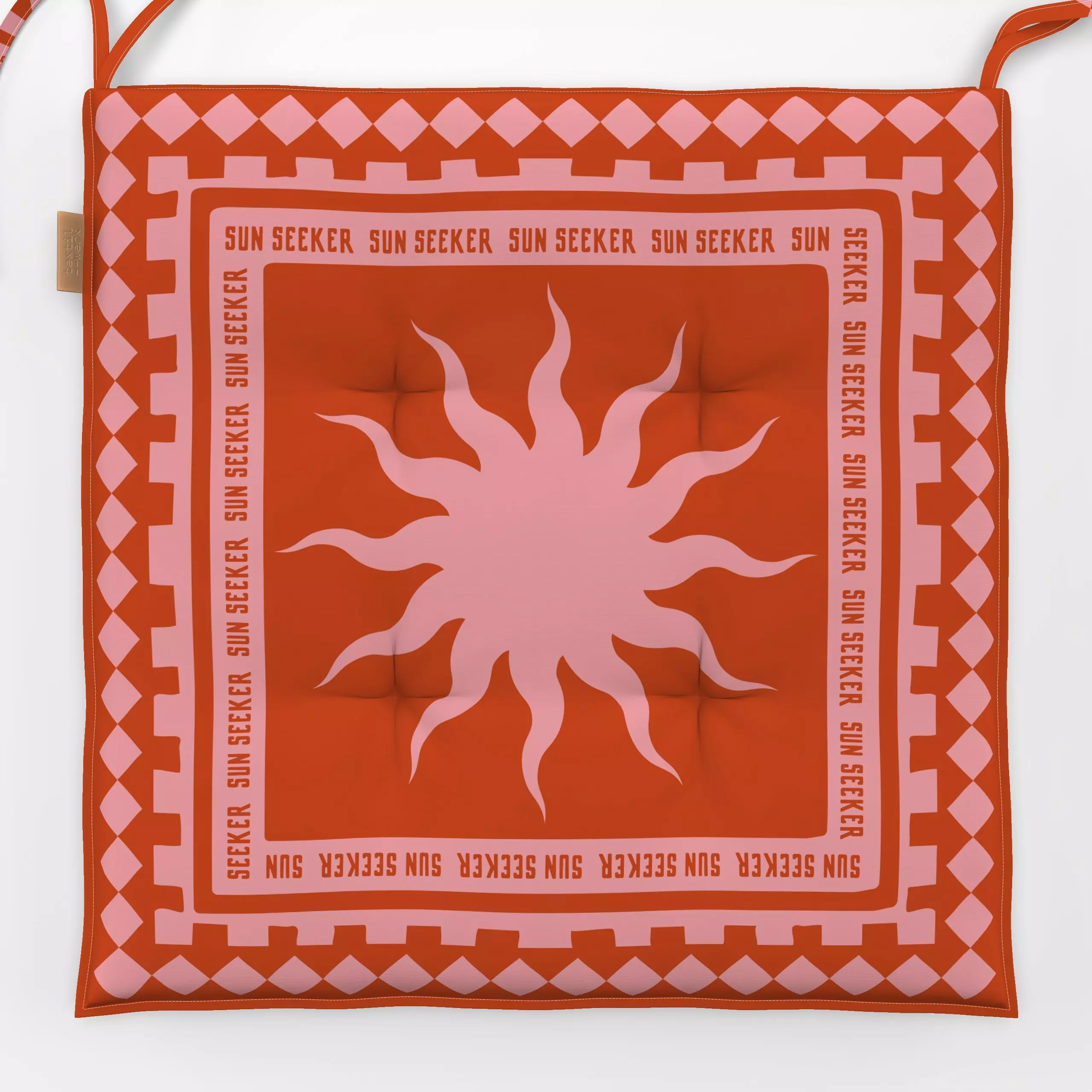 Sitzkissen Sun Seeker 4 - Sommer, Symbole & Muster - von „textilwerk"; boho, hippie, Muster, Retro, Sonne, oriental, Ornamen...