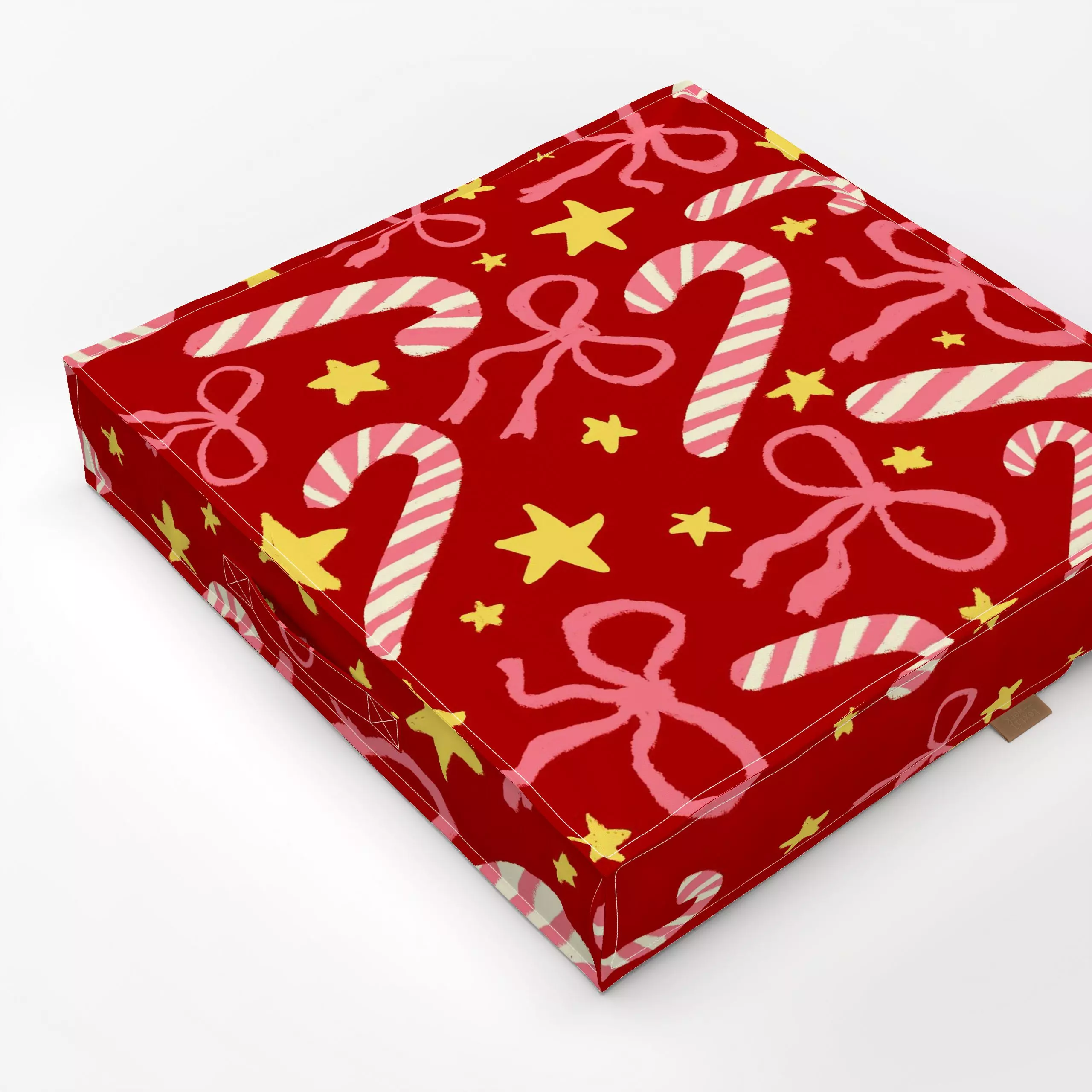 Bodenkissen Zuckerstangen Schleifen rot - Weihnachten, Symbole & Muster - von „Studio Dolci"; Muster, rosa, Sterne, Weihnach...