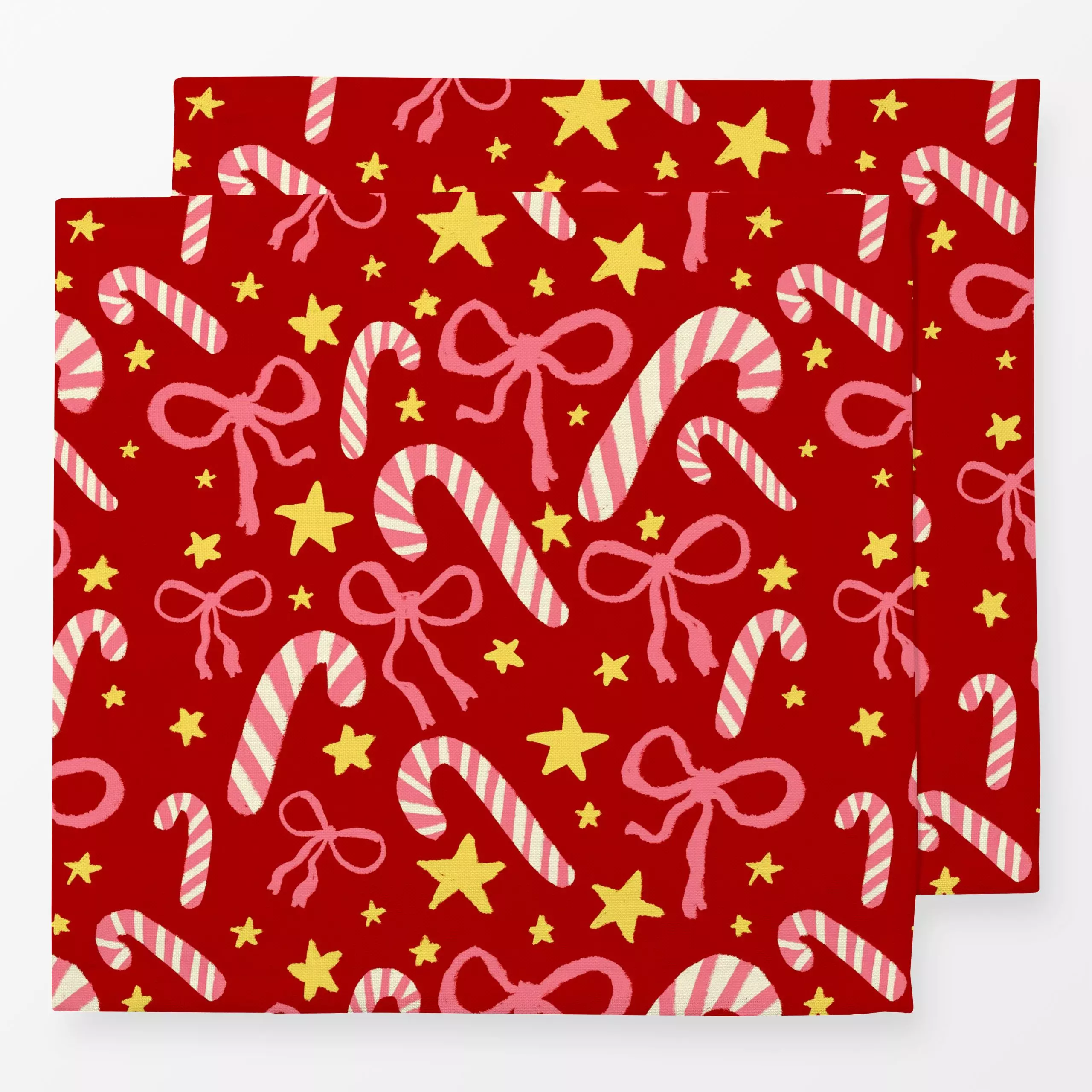 Servietten Zuckerstangen Schleifen rot - Weihnachten, Symbole & Muster - von „Studio Dolci"; Muster, rosa, Sterne, Weihnacht...