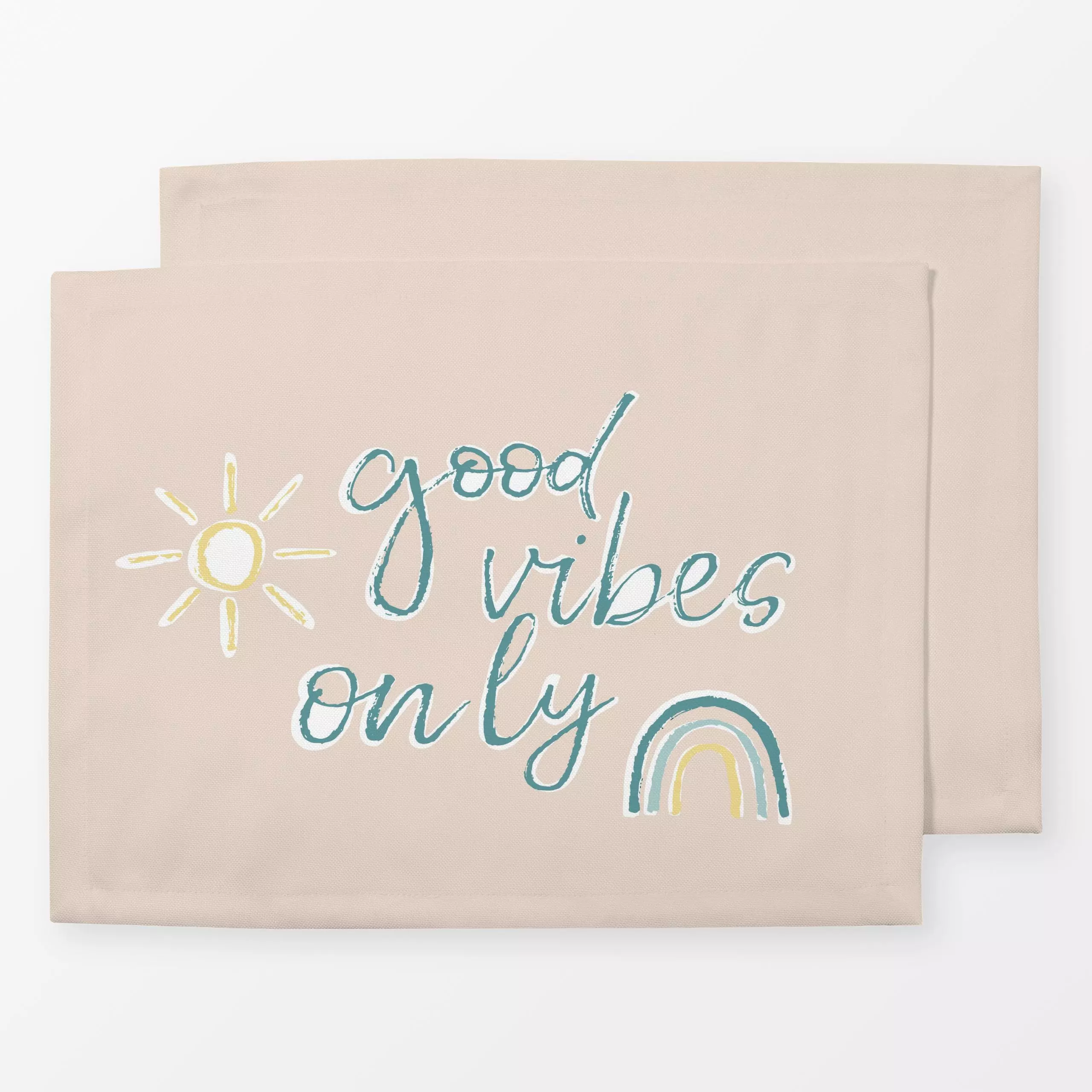 Tischset Good Vibes Only Beige, Spruch, fürs Kinderzimmer, Sommer, von Katrin Graff