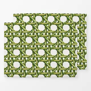 Tischset green rattan cane weave