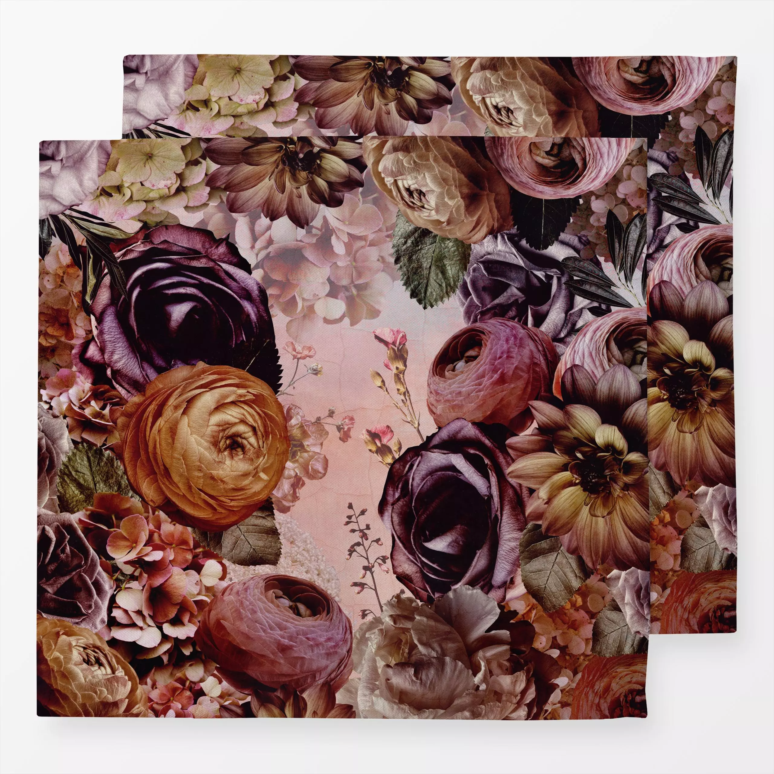 Servietten Üppige Herbstblüten - Blumen & Florales, Pflanzen & Botanik - von „Uta Naumann“; boho, Natur, Rosen, Blüten, vint...