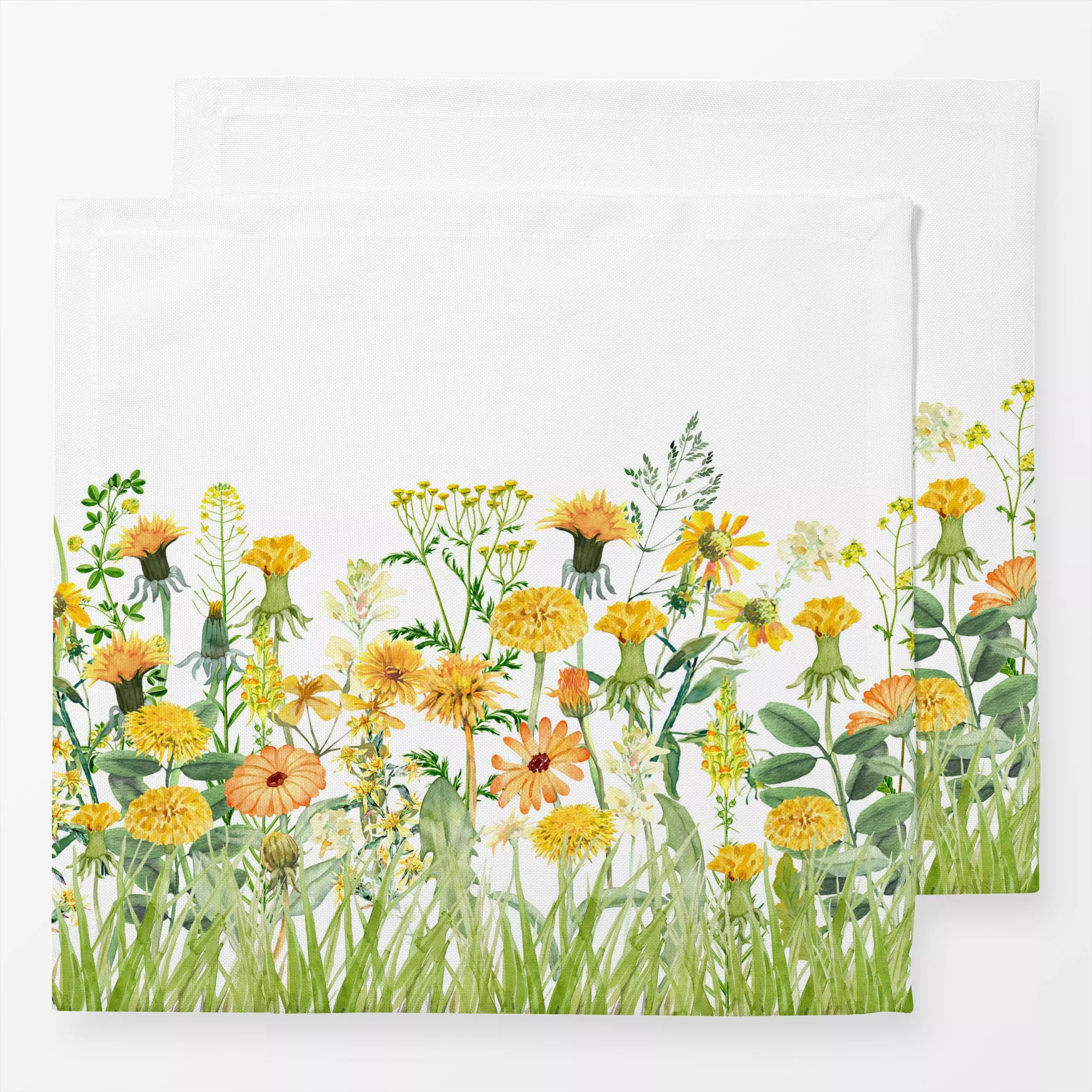 Servietten Gelbe Löwenzahn Wiese - Sommer, Pflanzen & Botanik - von „Uta Naumann"; Natur, skandinavisch, Garten, Wildblumen,...