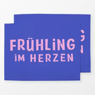 Tischset Fruehling im Herzen blau