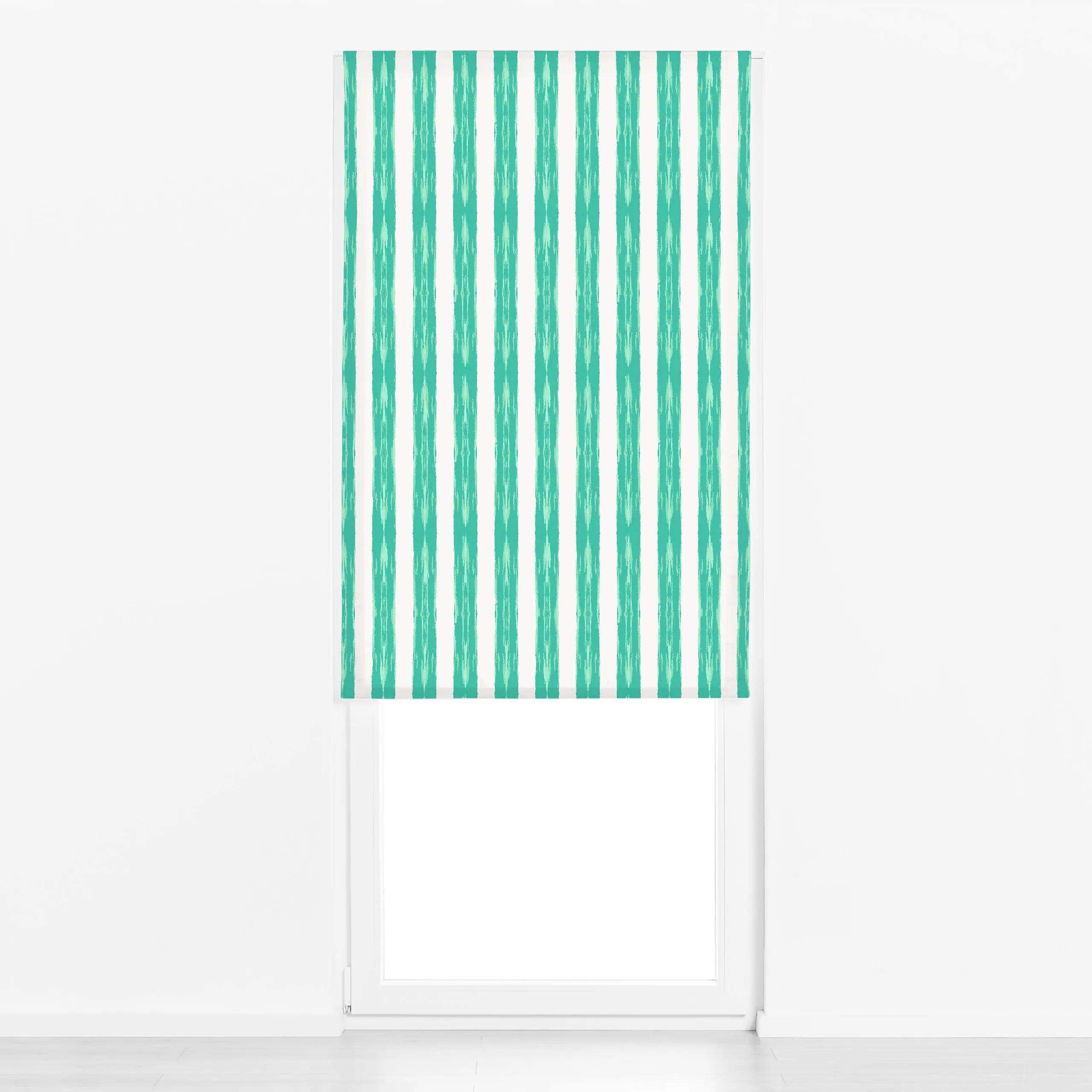 Raffrollo Brushstroke Stripes turqoise - Sommer, Symbole & Muster - von „Karen Menzenbach"; boho, Meer, Sommer, frisch, mint...