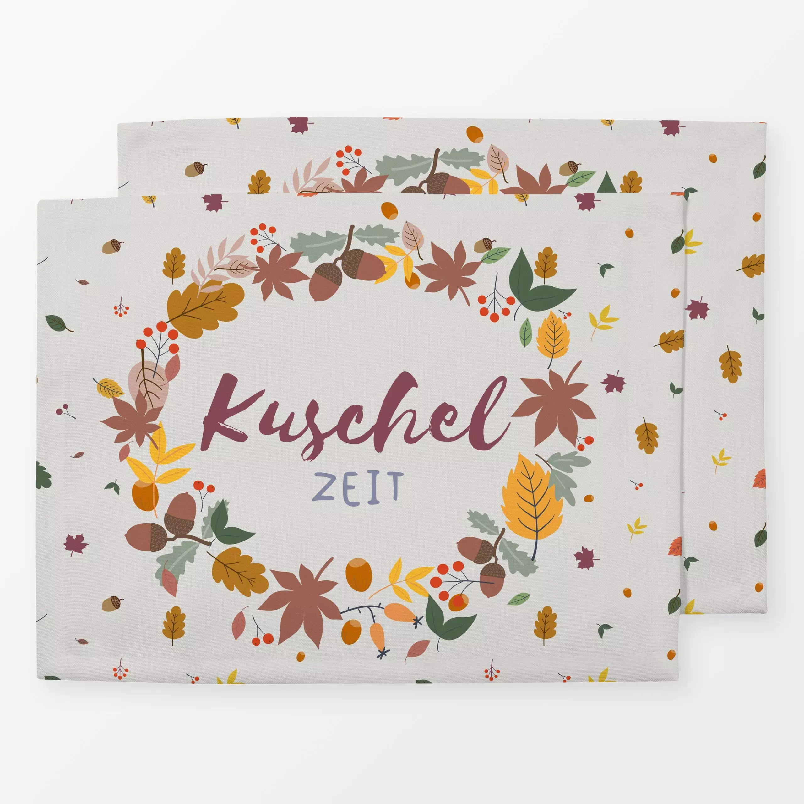 Tischset Herbstzauber Kuschelzeit - Blumen & Florales, Herbst, Pflanzen & Botanik - von „Heyduda"; Laub, Herbst, ahorn, Kusc...