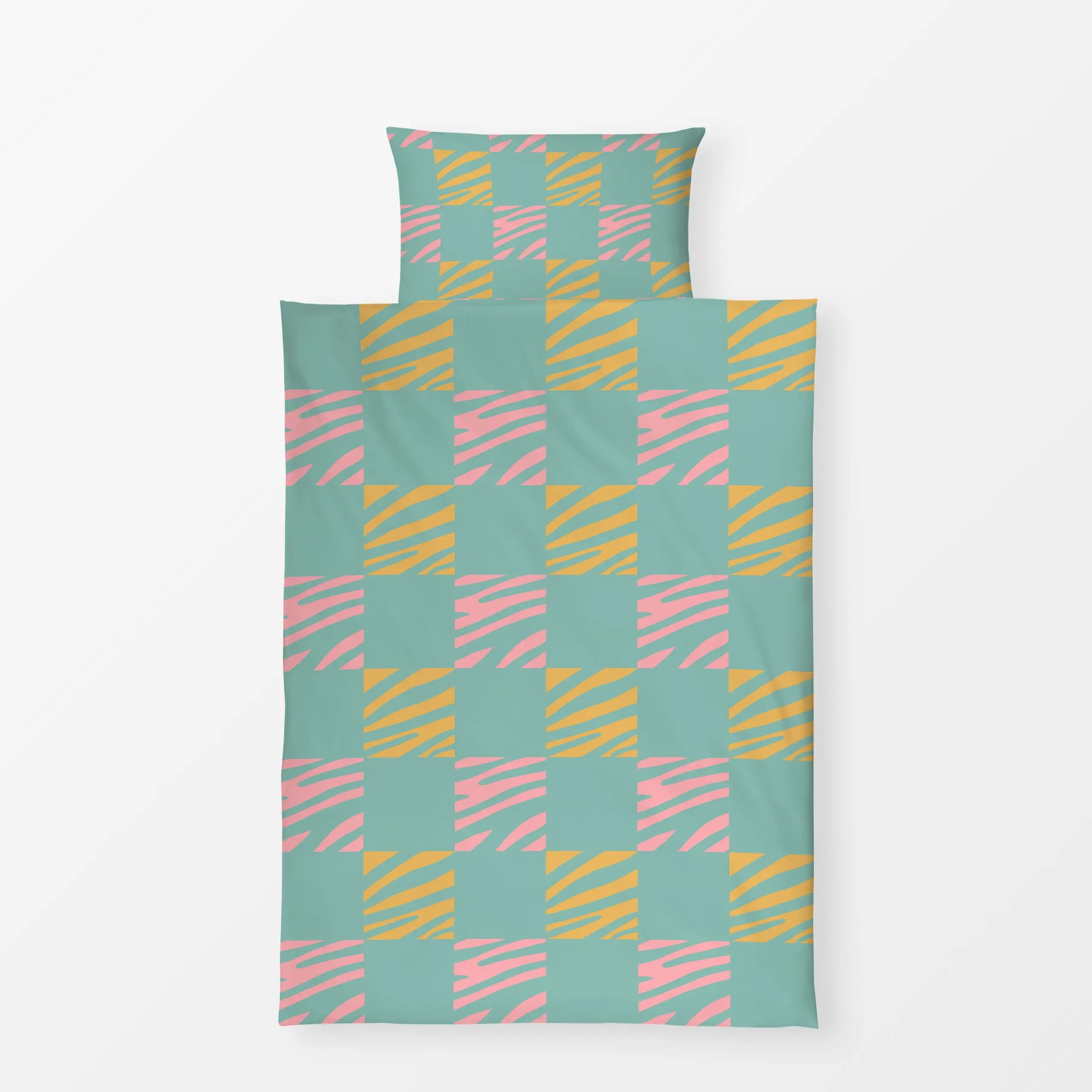 Bettwäsche Zebra Quadrat Muster - Tiere, Symbole & Muster, Retro & Vintage - von „Julia Reyelt"; Muster, Zebra, Karo, Pastel...