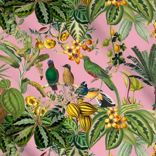 Meterware Exotischer Dschungel pink