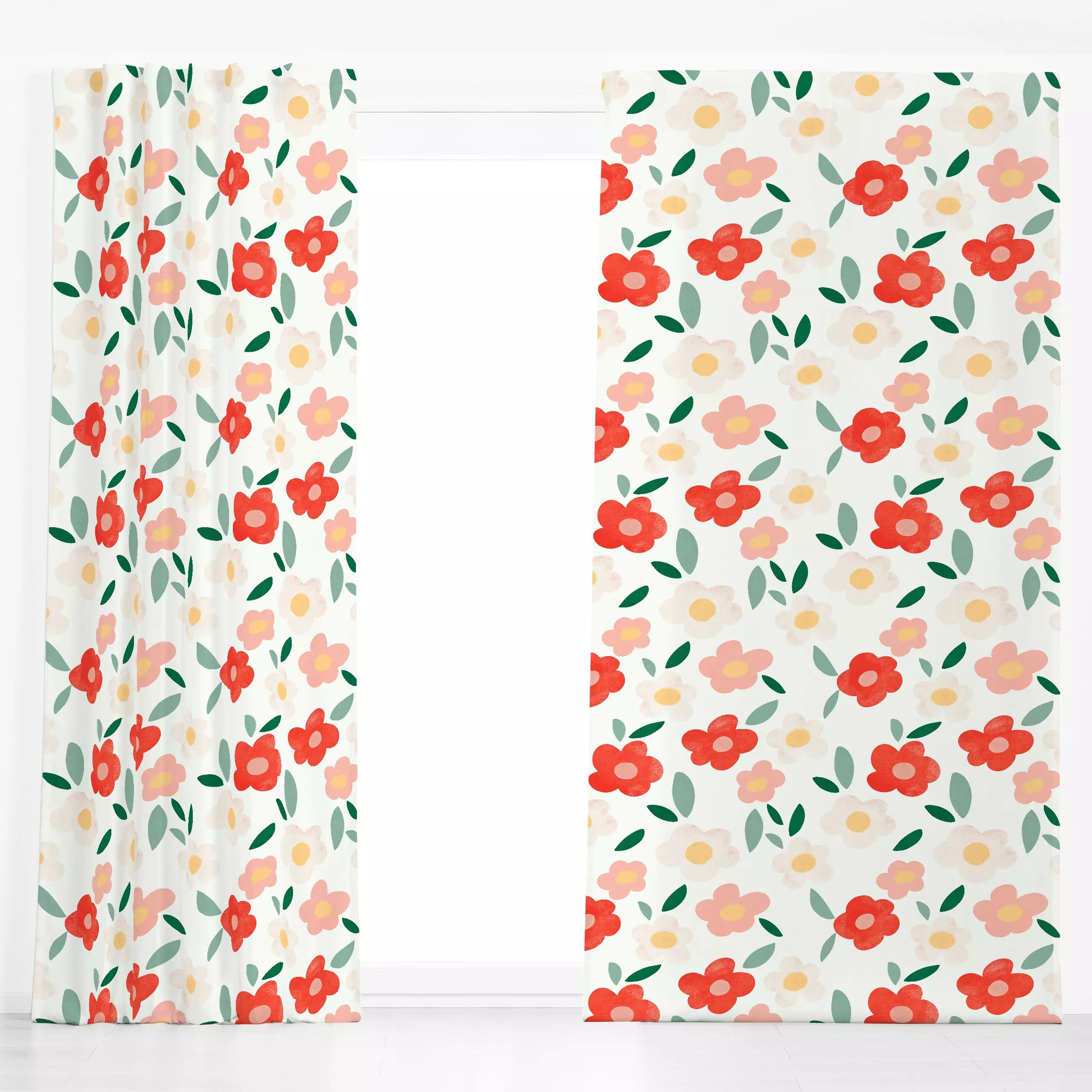 Dekovorhang Sommertag Blumen - Blumen & Florales - von „Lena Yokota"; Muster, Blumen, Sommer, floral, pattern, flowers, Blum...