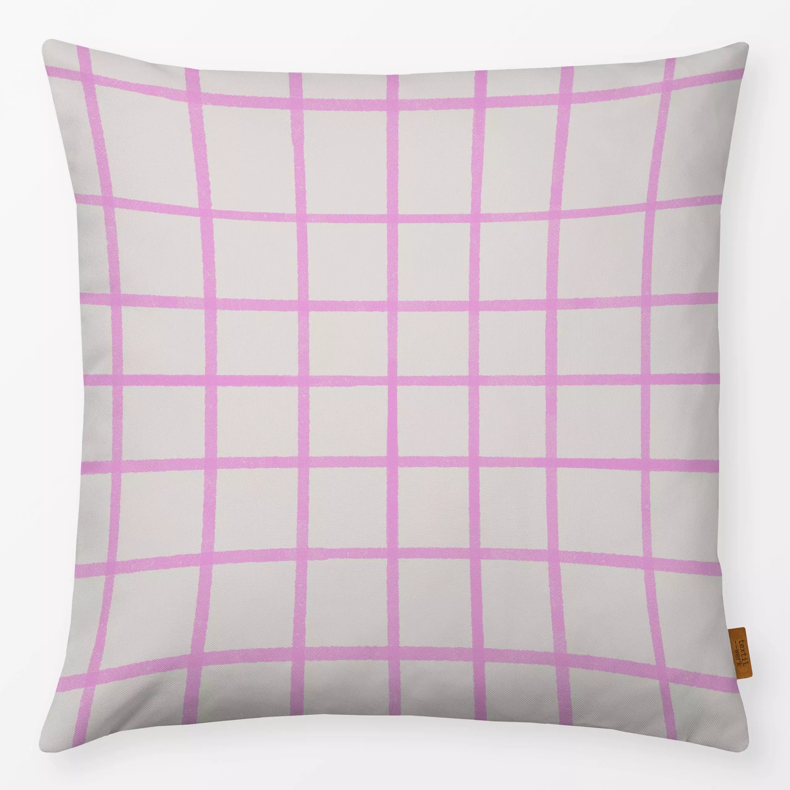 Kissen Wild Power Checks pink - Symbole & Muster - von „Jana Driver"; Muster, rosa, beige, Karo, pink, kariert