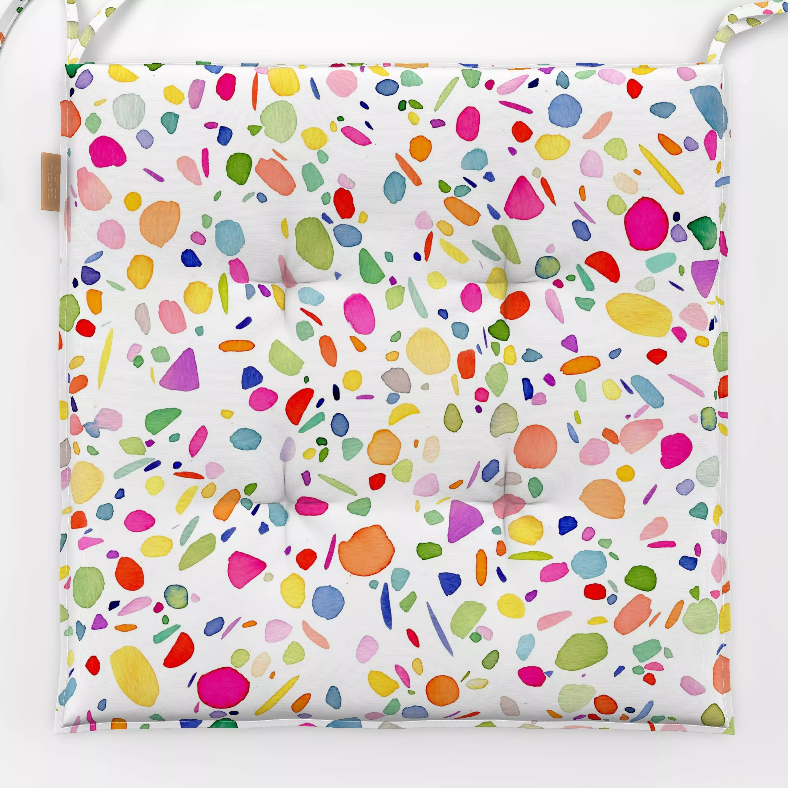 Sitzkissen Terrazzo Abstrakt Bunt - Sommer, Symbole & Muster - von „Ninola Design "; boho, Aquarell, Kinder, Punkte, Geburts...