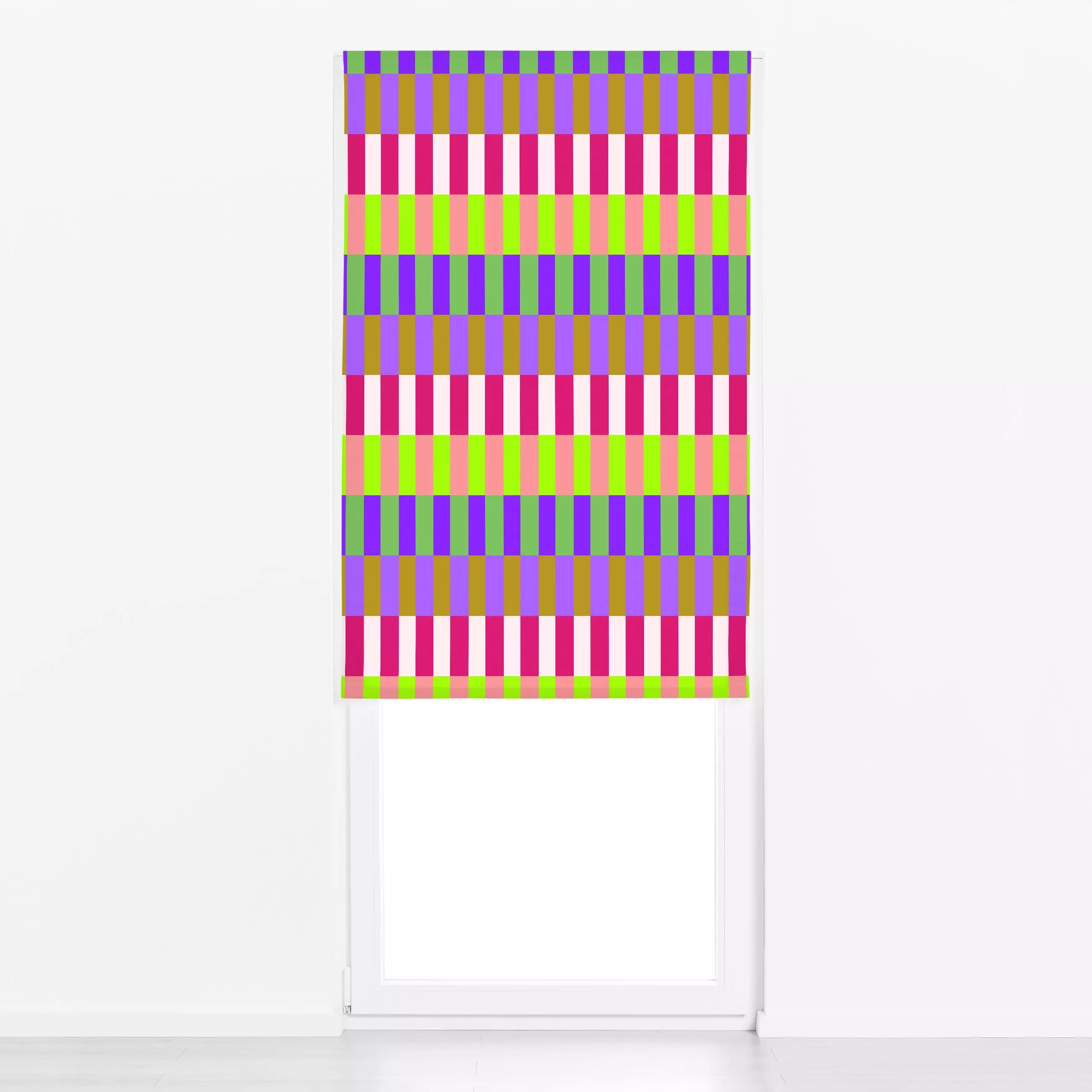 Raffrollo Color Block Bunt - Symbole & Muster - von „Sophie Augustin Illustration"; Streifen, modern, bunt, gestreift, Strei...