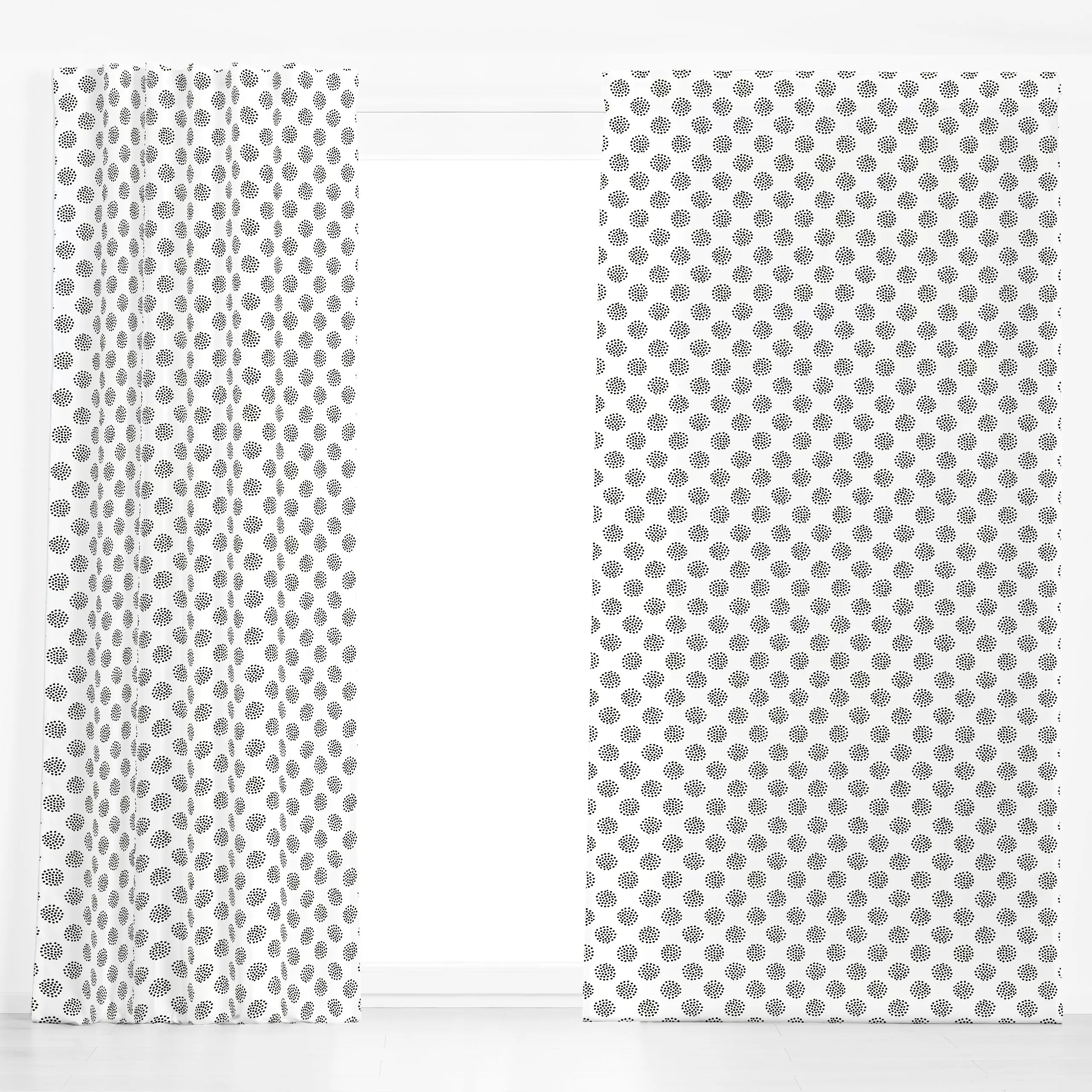 Dekovorhang Dotty Dots schwarzweiß - Symbole & Muster - von „Kathrin Woo"; Punkte, Hygge, Dots, landhaus, gepunktet, blackan...
