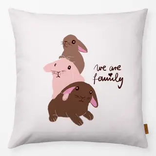 Kissen Hasen We are family Beige