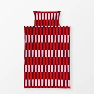 Bettwäsche Blockstreifen Beerenrot