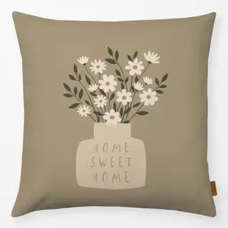 Kissen Blumenvase beige