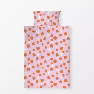Bettwäsche Orangen Blüten Muster rosa