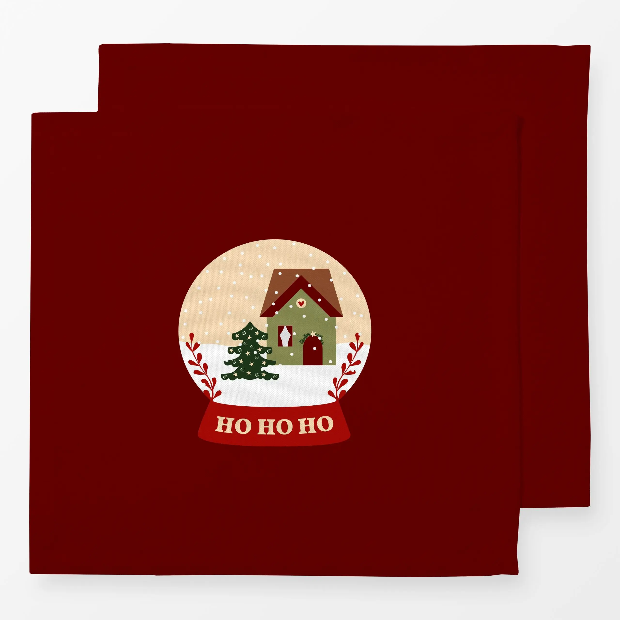 Servietten Schneekugel Ho Ho Ho - Weihnachten, Winter - von „Kerstin Ax"; Schneeflocken, Weihnachten, Winter, Haus, Schnee, ...