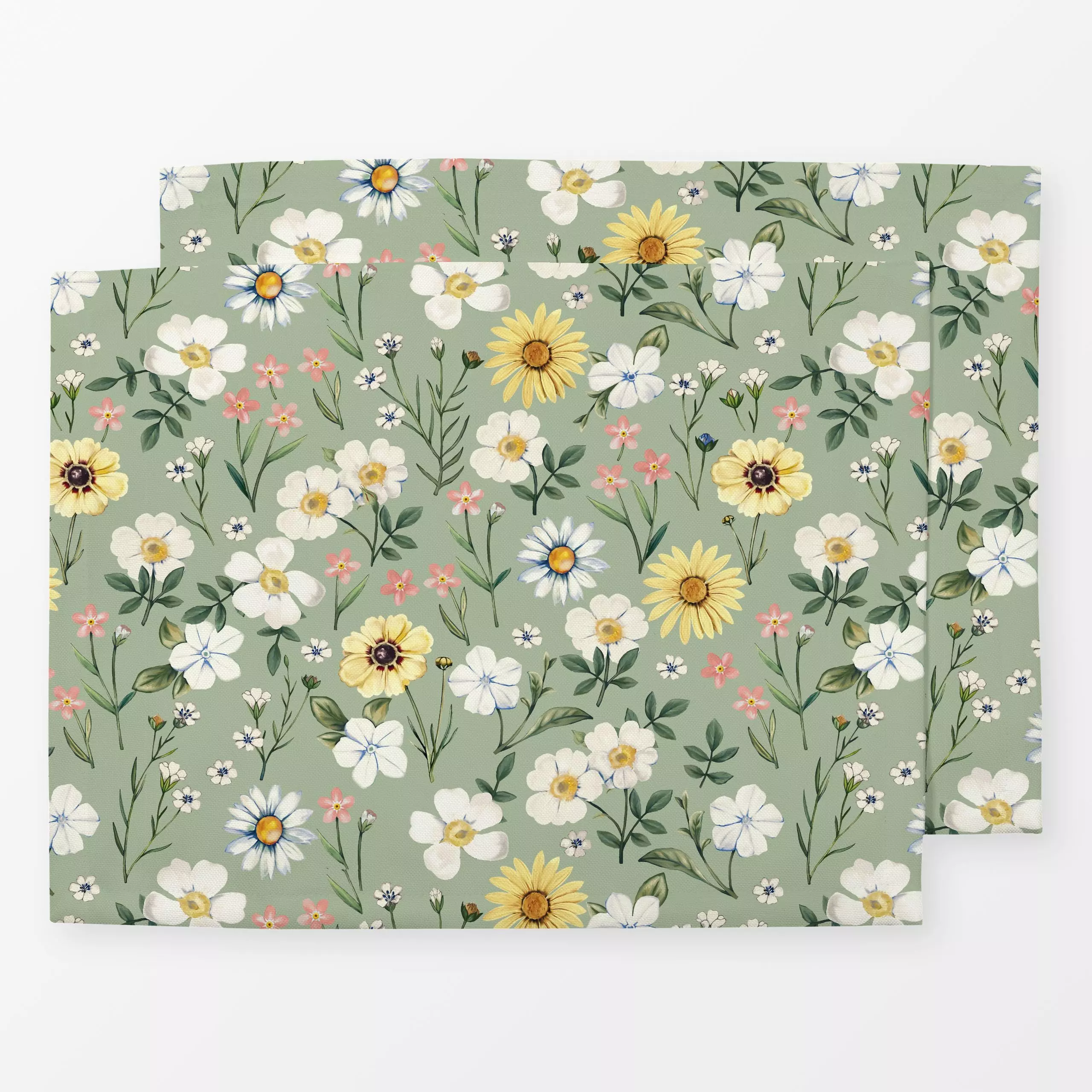 Tischset Wild Flowers Blossoms Green - Blumen & Florales, Frühling - von „Studio Kesse"; Trockenblumen, Blumen, Botanical, W...