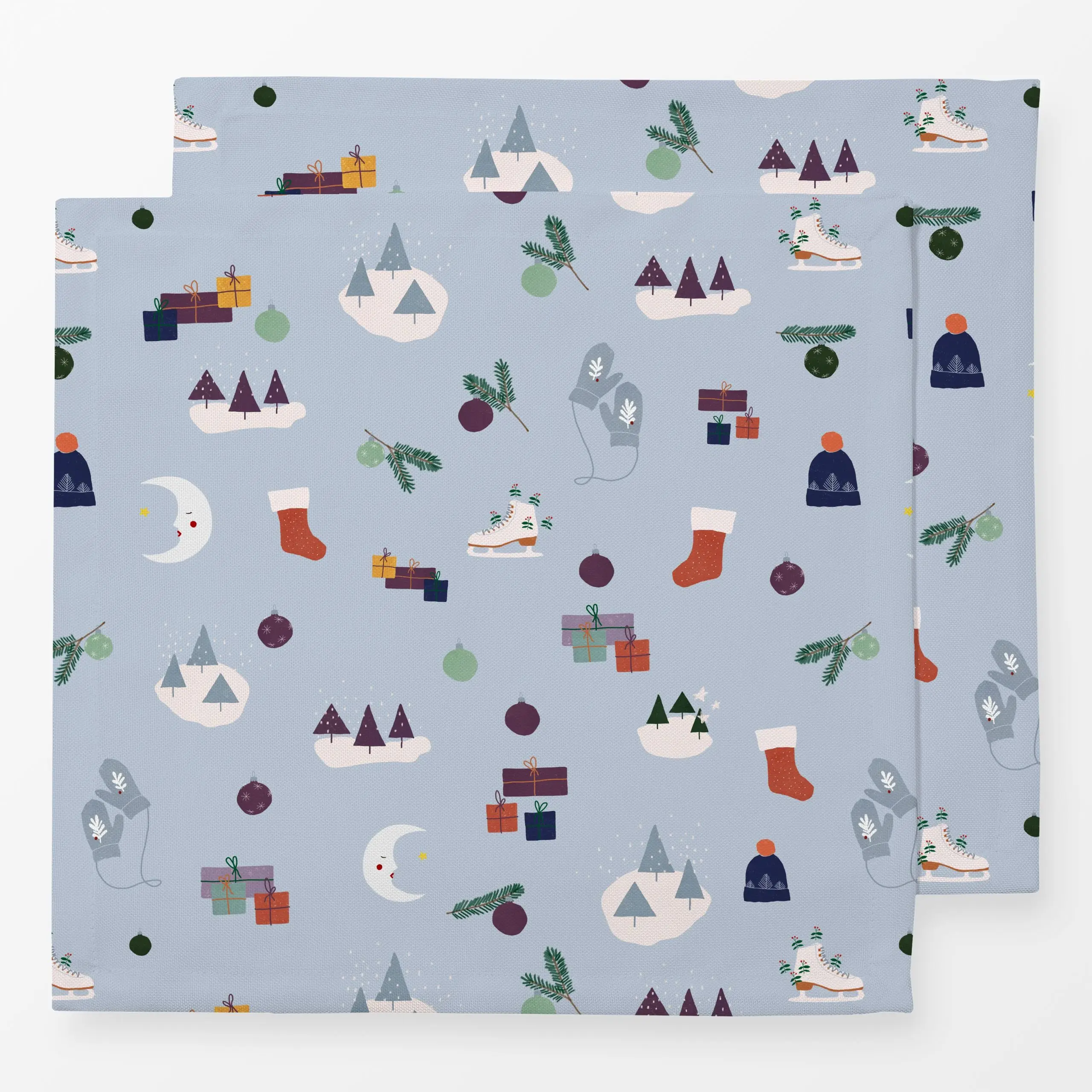 Servietten Wintermotive - Weihnachten, Winter - von „Sophie Augustin Illustration"; Mond, Weihnachten, Winter, Winterwald, T...