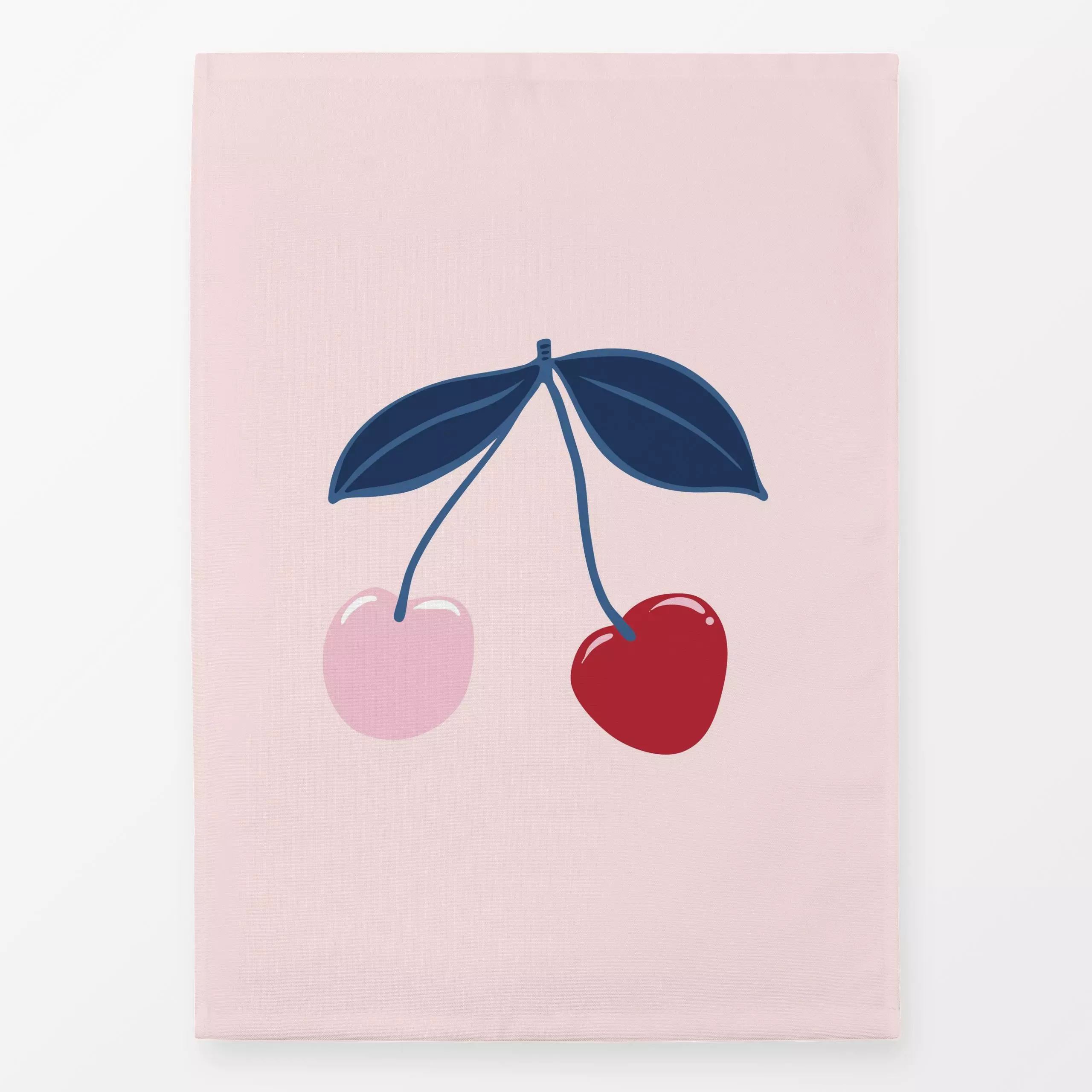 Geschirrtücher KirschPaar pastell rosa - Sommer, Anlässe, Früchte - von „Katrin Graff"; Obst, Kirschen, Liebe, pink, Herz, f...